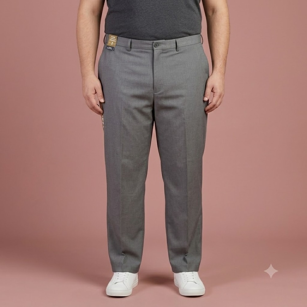 Haggar Iron Free Premium Khaki Pants Men's 40x29 Grey Classic Fit Flat Front NWT